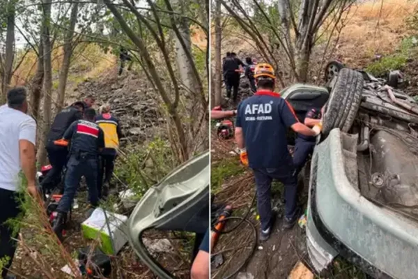 Kontrolden çıkan otomobil dere kenarına devrildi: ...